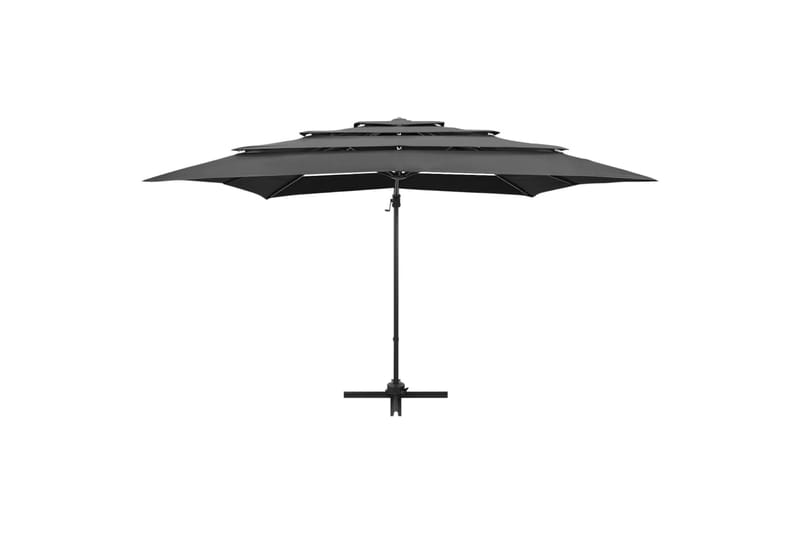 parasol med aluminiumsstang i 4 niveauer 250x250 cm - Antracit - Havemøbler - Solafskærmning - Parasoller