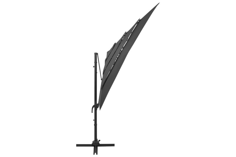 parasol med aluminiumsstang i 4 niveauer 250x250 cm - Antracit - Havemøbler - Solafskærmning - Parasoller