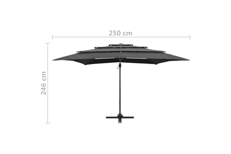 parasol med aluminiumsstang i 4 niveauer 250x250 cm - Antracit - Parasoller