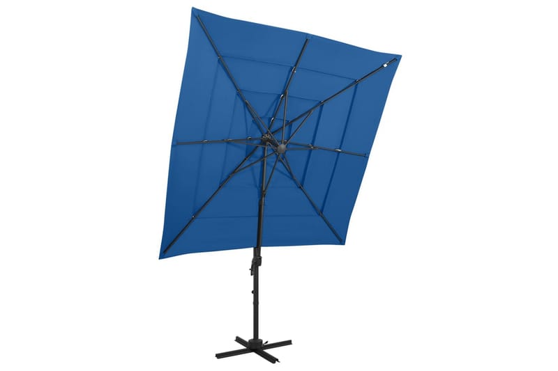 parasol med aluminiumsstang i 4 niveauer 250x250 cm azurblå - Blå - Parasoller