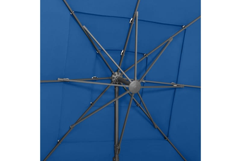 parasol med aluminiumsstang i 4 niveauer 250x250 cm azurblå - Blå - Parasoller