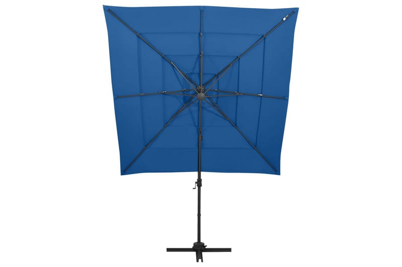 parasol med aluminiumsstang i 4 niveauer 250x250 cm azurblå - Blå - Parasoller