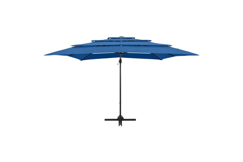 parasol med aluminiumsstang i 4 niveauer 250x250 cm azurblå - Blå - Parasoller
