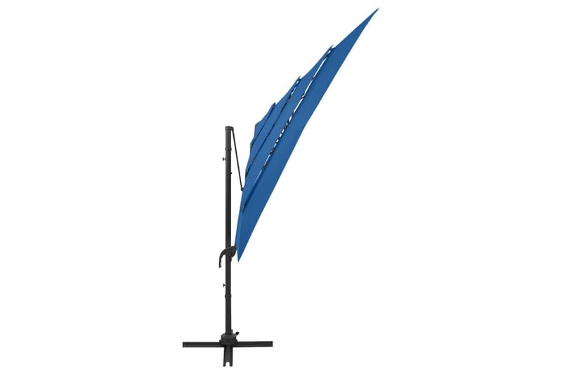 parasol med aluminiumsstang i 4 niveauer 250x250 cm azurblå - Blå - Havemøbler - Solafskærmning - Parasoller