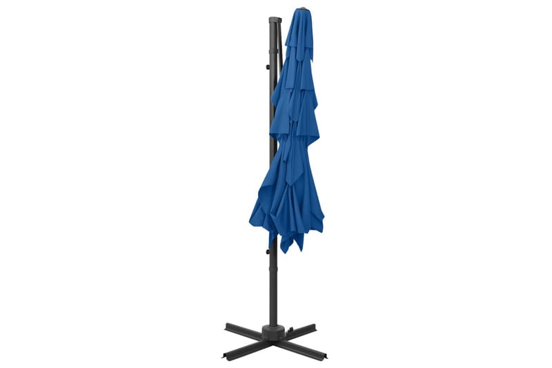 parasol med aluminiumsstang i 4 niveauer 250x250 cm azurblå - Blå - Havemøbler - Solafskærmning - Parasoller