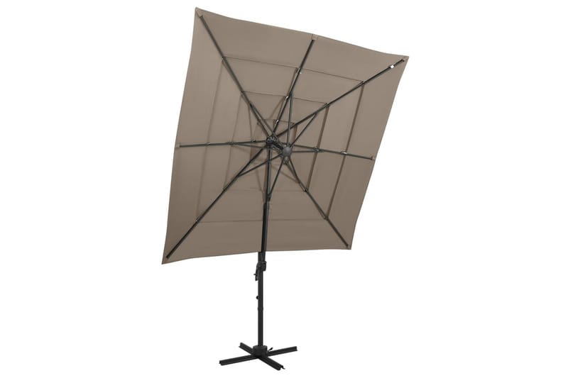 parasol med aluminiumsstang i 4 niveauer 250x250 cm gråbrun - Gråbrun - Parasoller