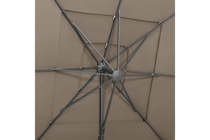 parasol med aluminiumsstang i 4 niveauer 250x250 cm gråbrun - Gråbrun - Havemøbler - Solafskærmning - Parasoller