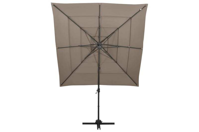 parasol med aluminiumsstang i 4 niveauer 250x250 cm gråbrun - Gråbrun - Parasoller