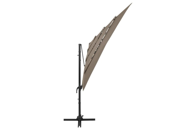 parasol med aluminiumsstang i 4 niveauer 250x250 cm gråbrun - Gråbrun - Havemøbler - Solafskærmning - Parasoller