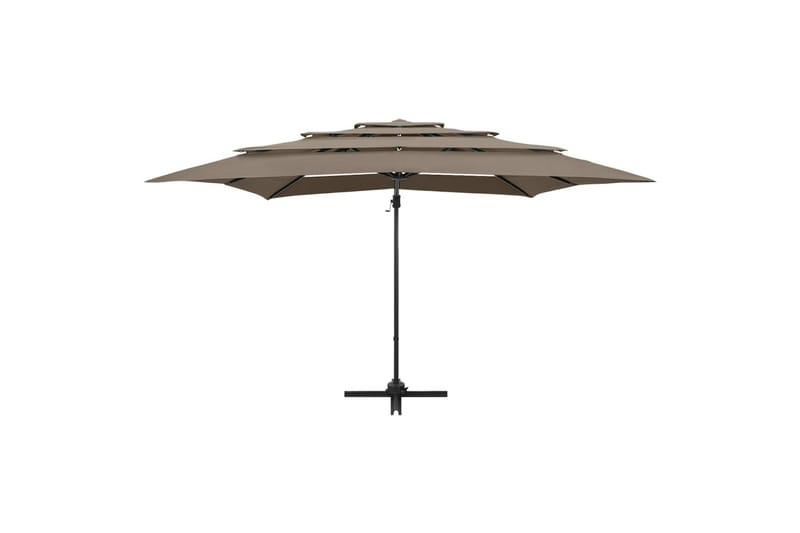 parasol med aluminiumsstang i 4 niveauer 250x250 cm gråbrun - Gråbrun - Havemøbler - Solafskærmning - Parasoller