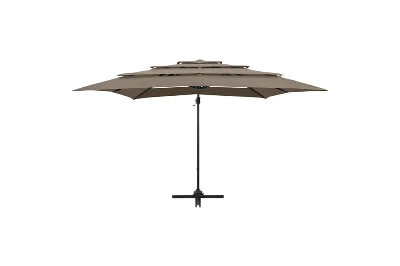 parasol med aluminiumsstang i 4 niveauer 250x250 cm gråbrun - Gråbrun - Parasoller