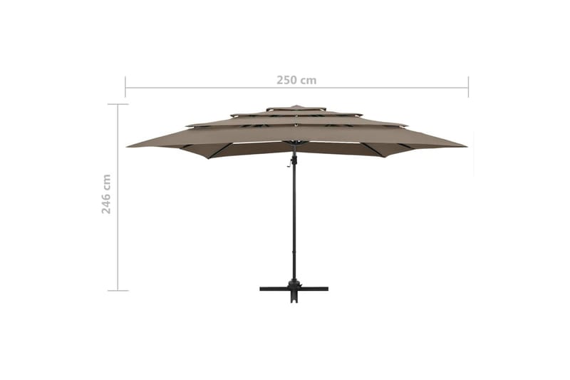 parasol med aluminiumsstang i 4 niveauer 250x250 cm gråbrun - Gråbrun - Parasoller