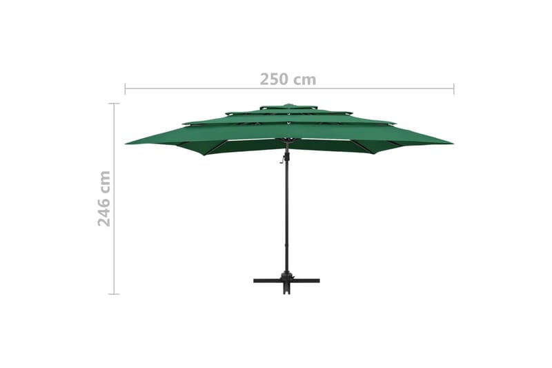 parasol med aluminiumsstang i 4 niveauer 250x250 cm grøn - Grøn - Parasoller