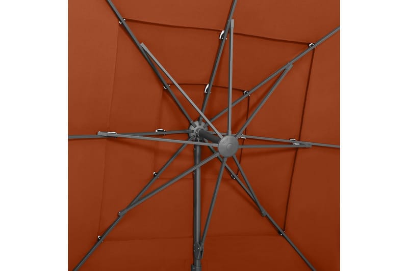 parasol med aluminiumsstang i 4 niveauer 250x250 cm - Rød - Parasoller