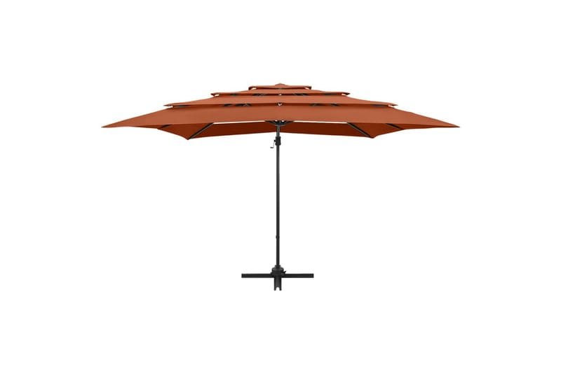 parasol med aluminiumsstang i 4 niveauer 250x250 cm - Rød - Parasoller