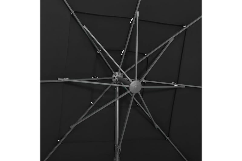 parasol med aluminiumsstang i 4 niveauer 250x250 cm sort - Sort - Parasoller