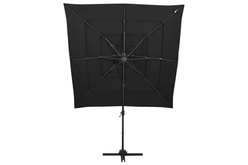 parasol med aluminiumsstang i 4 niveauer 250x250 cm sort - Sort - Havemøbler - Solafskærmning - Parasoller