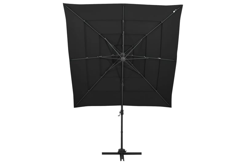 parasol med aluminiumsstang i 4 niveauer 250x250 cm sort - Sort - Parasoller