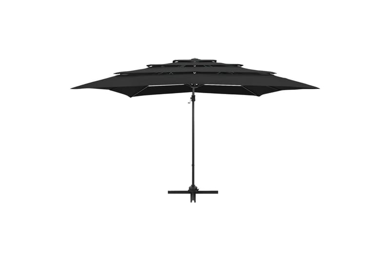 parasol med aluminiumsstang i 4 niveauer 250x250 cm sort - Sort - Parasoller