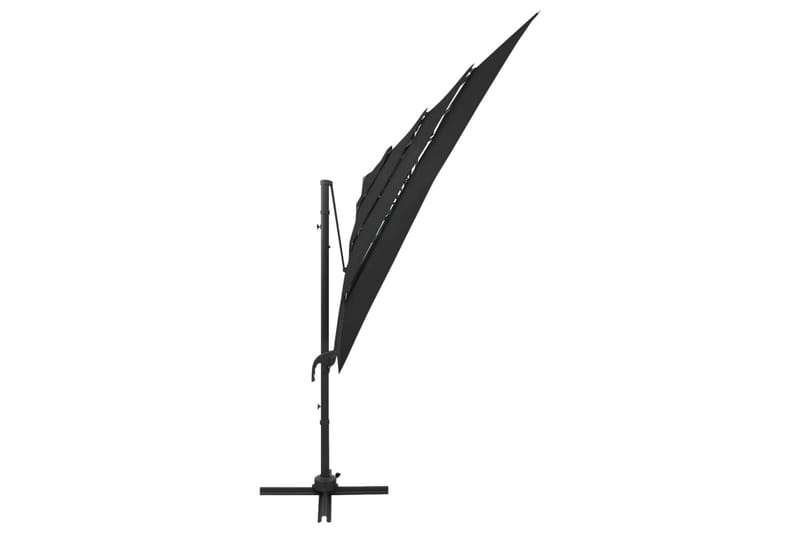 parasol med aluminiumsstang i 4 niveauer 250x250 cm sort - Sort - Havemøbler - Solafskærmning - Parasoller