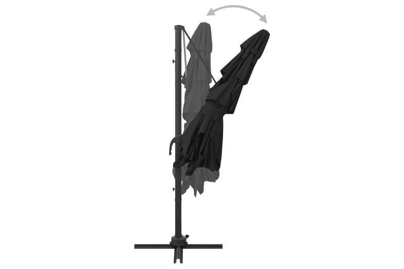 parasol med aluminiumsstang i 4 niveauer 250x250 cm sort - Sort - Havemøbler - Solafskærmning - Parasoller