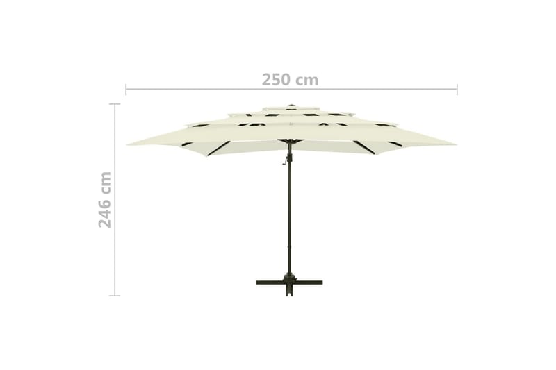 parasol med aluminiumsstang i 4 niveauer 250x250 cm - Parasoller