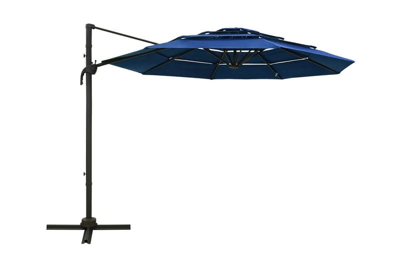 parasol med aluminiumsstang i 4 niveauer 3x3 m azurblå - Blå - Havemøbler - Solafskærmning - Parasoller