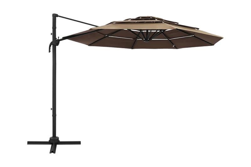 parasol med aluminiumsstang i 4 niveauer 3x3 m gråbrun - Gråbrun - Havemøbler - Solafskærmning - Parasoller