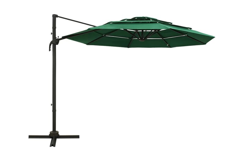 parasol med aluminiumsstang i 4 niveauer 3x3 m grøn - Grøn - Havemøbler - Solafskærmning - Parasoller