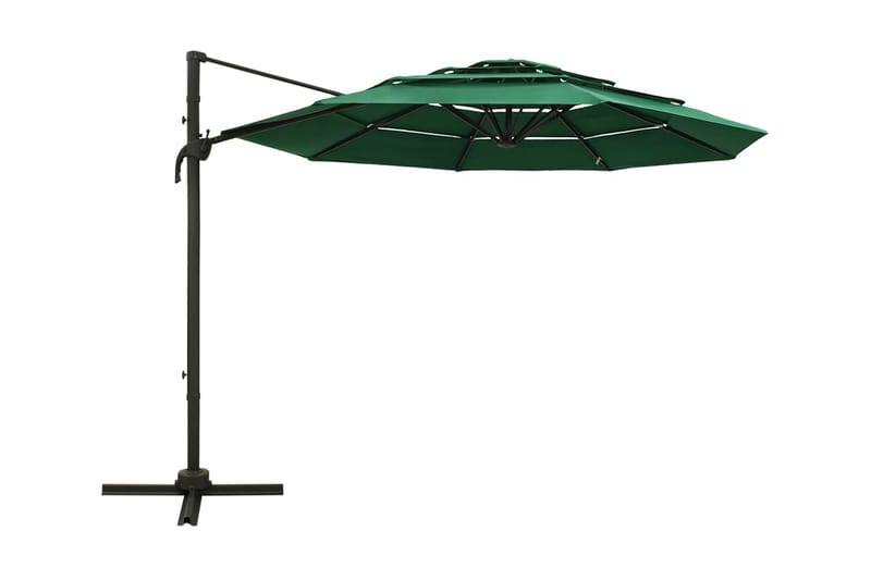 parasol med aluminiumsstang i 4 niveauer 3x3 m grøn - Grøn - Parasoller