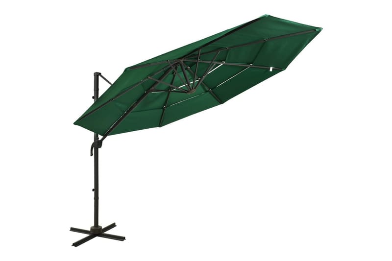 parasol med aluminiumsstang i 4 niveauer 3x3 m grøn - Grøn - Parasoller