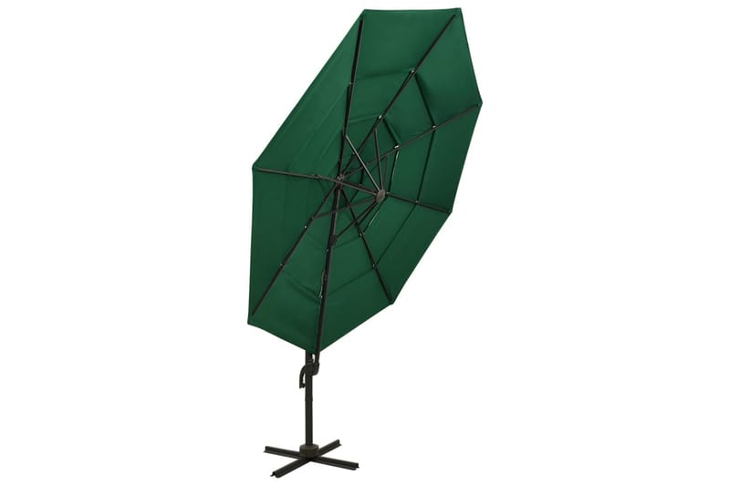 parasol med aluminiumsstang i 4 niveauer 3x3 m grøn - Grøn - Parasoller