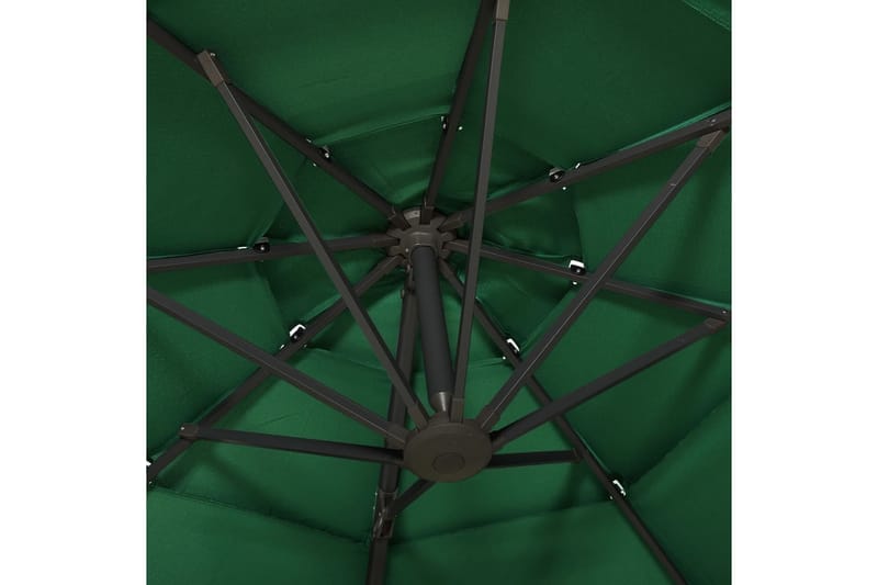 parasol med aluminiumsstang i 4 niveauer 3x3 m grøn - Grøn - Parasoller