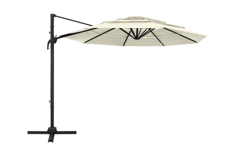 parasol med aluminiumsstang i 4 niveauer 3x3 m sandfarvet - Parasoller