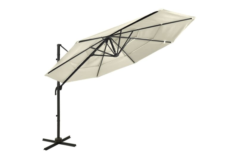 parasol med aluminiumsstang i 4 niveauer 3x3 m sandfarvet - Parasoller