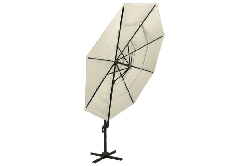 parasol med aluminiumsstang i 4 niveauer 3x3 m sandfarvet - Parasoller