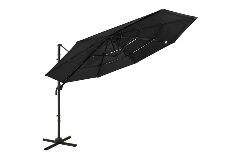 parasol med aluminiumsstang i 4 niveauer 3x3 m sort - Sort - Parasoller