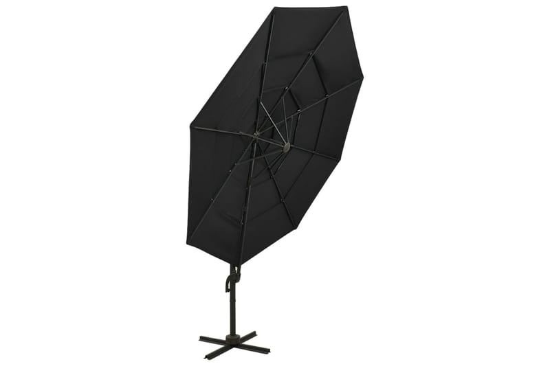 parasol med aluminiumsstang i 4 niveauer 3x3 m sort - Sort - Parasoller
