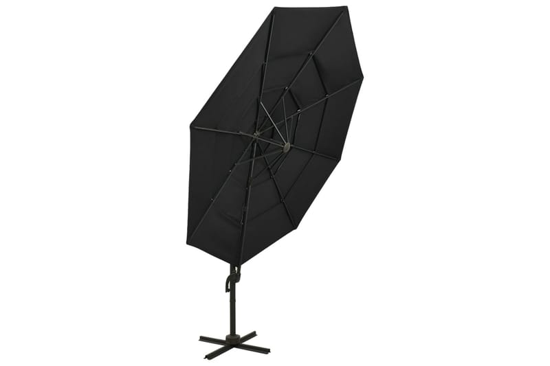parasol med aluminiumsstang i 4 niveauer 3x3 m sort - Sort - Havemøbler - Solafskærmning - Parasoller
