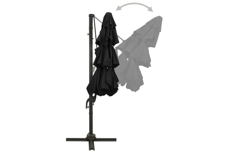 parasol med aluminiumsstang i 4 niveauer 3x3 m sort - Sort - Havemøbler - Solafskærmning - Parasoller