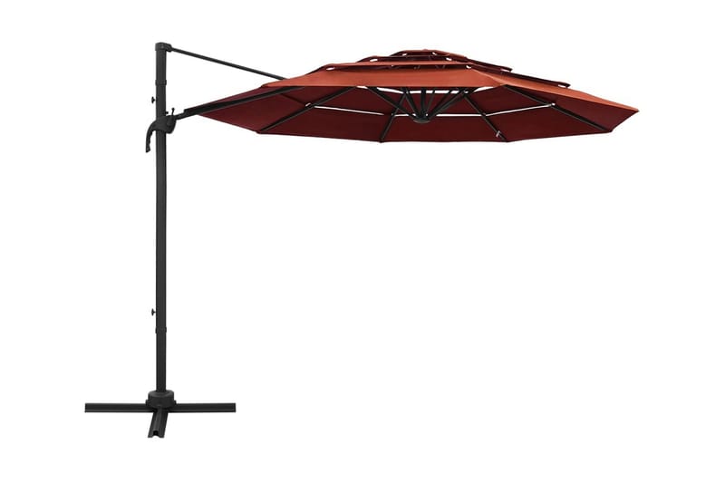 parasol med aluminiumsstang i 4 niveauer 3x3 m terrakotta - Parasoller