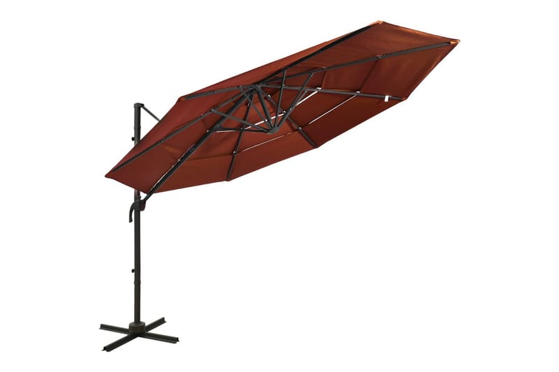 parasol med aluminiumsstang i 4 niveauer 3x3 m terrakotta - Parasoller