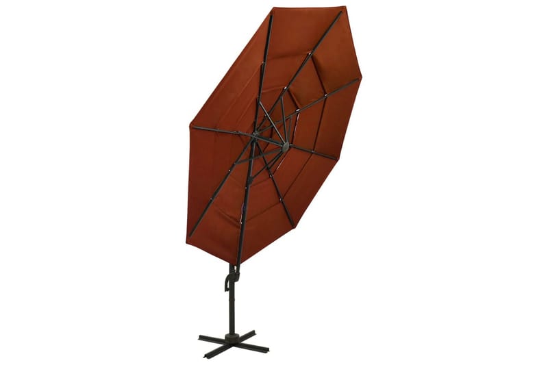 parasol med aluminiumsstang i 4 niveauer 3x3 m terrakotta - Parasoller