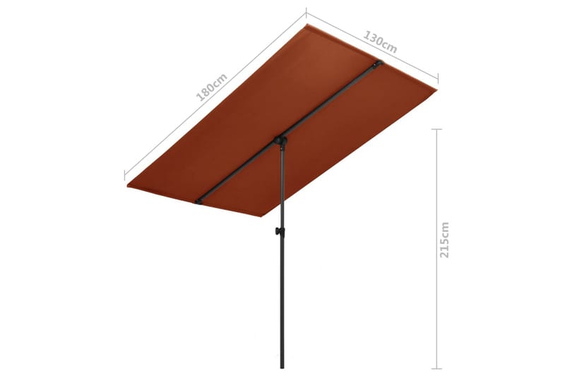 Parasol med Aluminiumstang 180x130 cm Terracotta - Rød - Parasoller