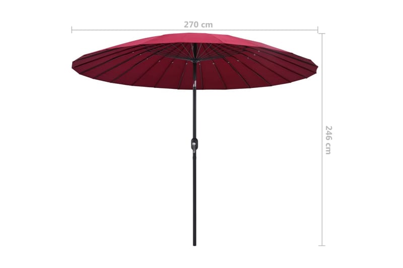 Parasol med Aluminiumstang 270 cm Bordeauxrød - Rød - Havemøbler - Solafskærmning - Parasoller