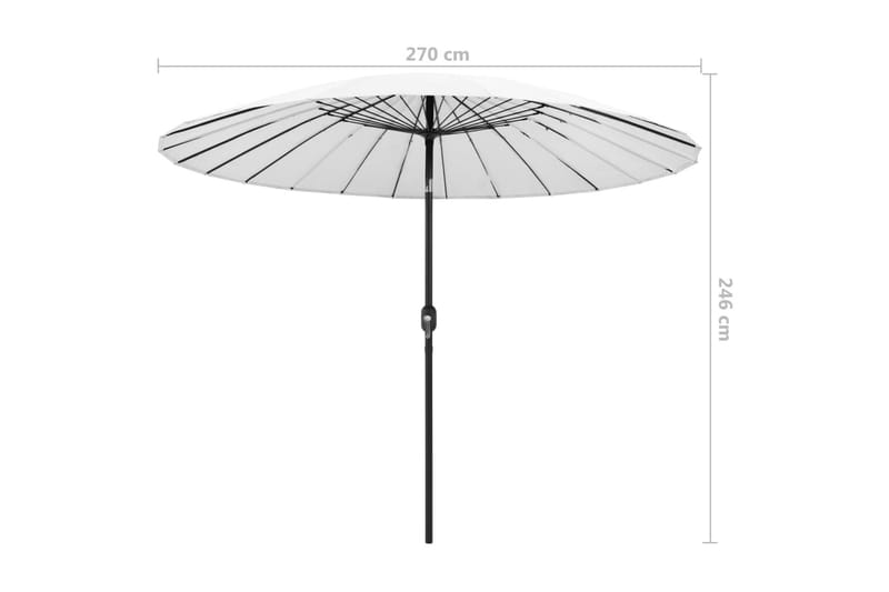 Parasol med Aluminiumstang 270 cm Sandhvid - Hvid - Havemøbler - Solafskærmning - Parasoller