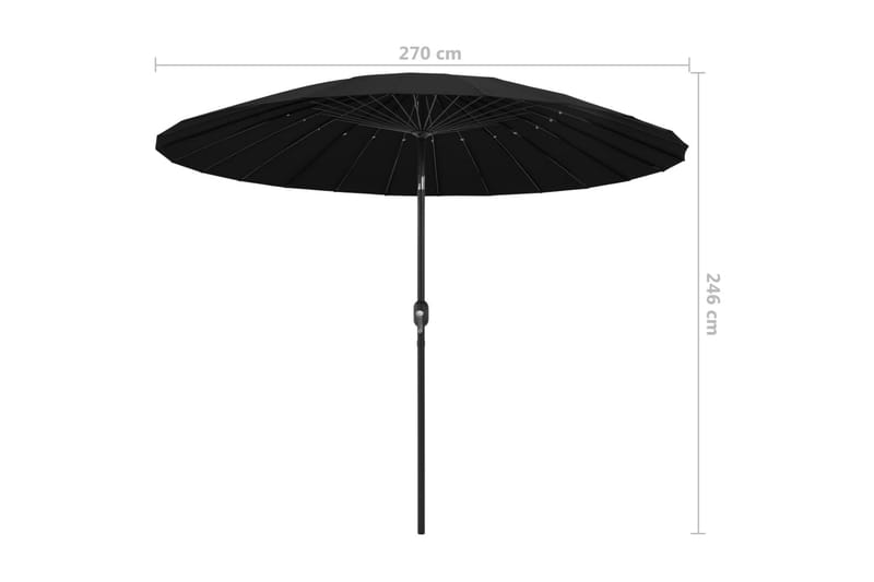 Parasol med Aluminiumstang 270 cm Sort - Sort - Havemøbler - Solafskærmning - Parasoller