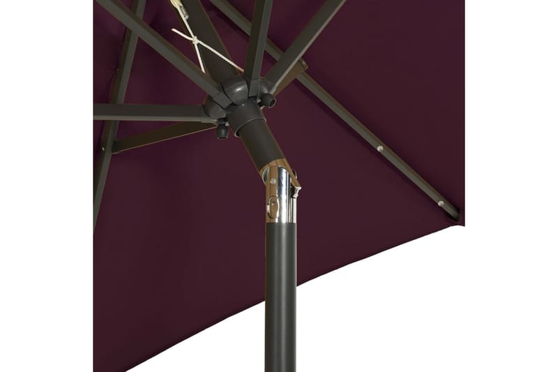 parasol med LED-lys 200x211 cm aluminium bordeauxrød - Rød - Parasoller