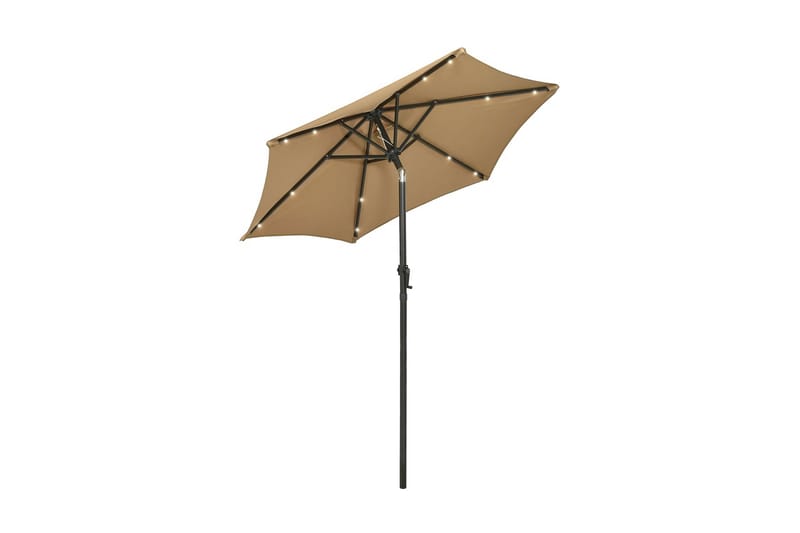 parasol med LED-lys 200x211 cm aluminium gråbrun - Gråbrun - Parasoller