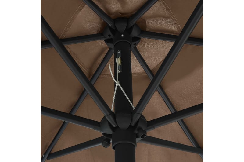 Parasol med Led-Lys Og Aluminiumsstang 270 cm Gråbrun - Grå - Havemøbler - Solafskærmning - Parasoller